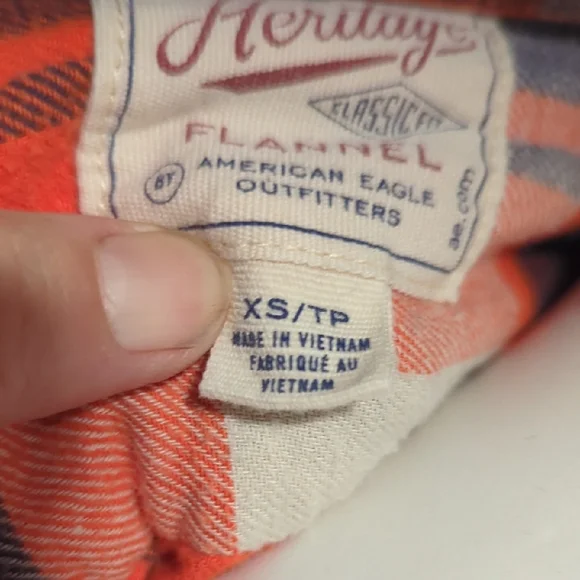 Stylish Plaid Button Down Shirt - Orange and Blue - Picture 7 of 9